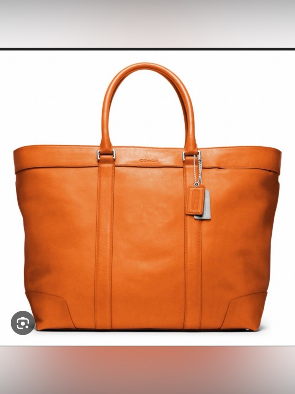 Coach Bleecker Legacy Leather Weekend Tote — Orange
